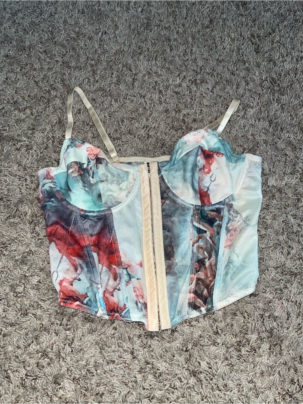 Printed Bustier Crop Top - Multicolor